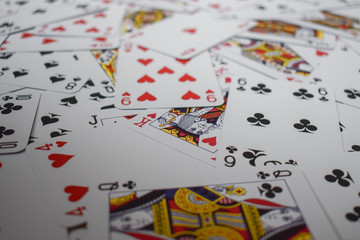 Deck of cards, partially out of focus