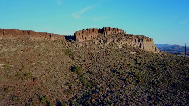 the camera moves towards an interesting rock formation in arizona kingman