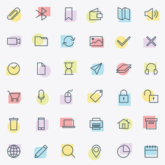 colorful line icons set - vector