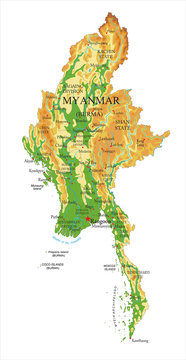 Myanmar physical map
