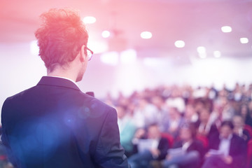 businessman giving presentations at conference room