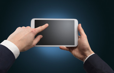 Hand using tablet with no concept and empty space
