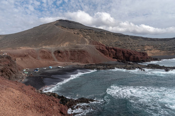 View of the gulf of El Golfo. Lanzarote. Canary Islands. Spain