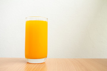 close up orange juice in glass. 