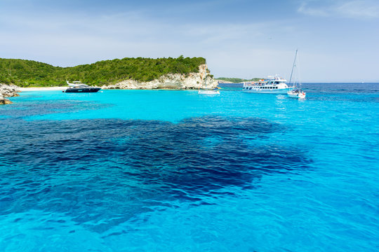 beautiful blue sea on Antipaxos island, Greece
