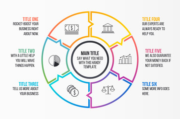 Circular rainbow gradient infographic template.