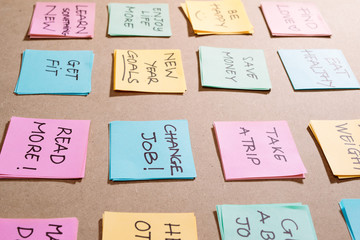 Colorful of notes with hand writing of positive attitude words