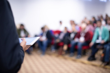 businessman giving presentations at conference room