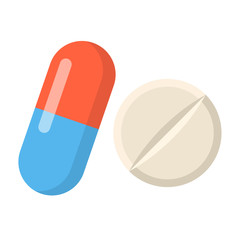 Medizin Tabletten Pillen Icon Flat Design isoliert auf weißem Hintergrund