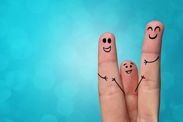 Joyful fingers smiling with colorful background concept