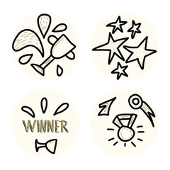 Winner lettering with decoration. Vector quote.