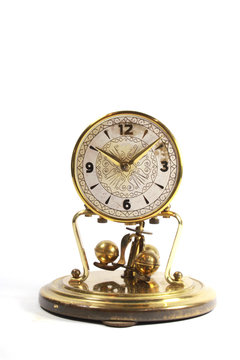 Antique Clock Alarm on White Background