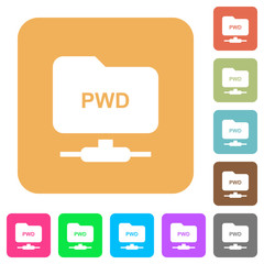 FTP print working directory rounded square flat icons