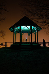 Iluminated shelter during the night