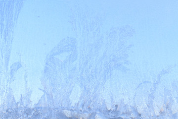 Frosty patterns on a frozen ice box in the early morning