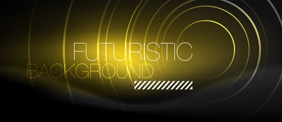 Dark abstract background with glowing neon circles