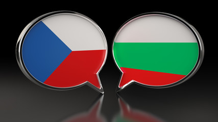 Obraz premium Czech Republic and Bulgaria flags with Speech Bubbles. 3D illustration