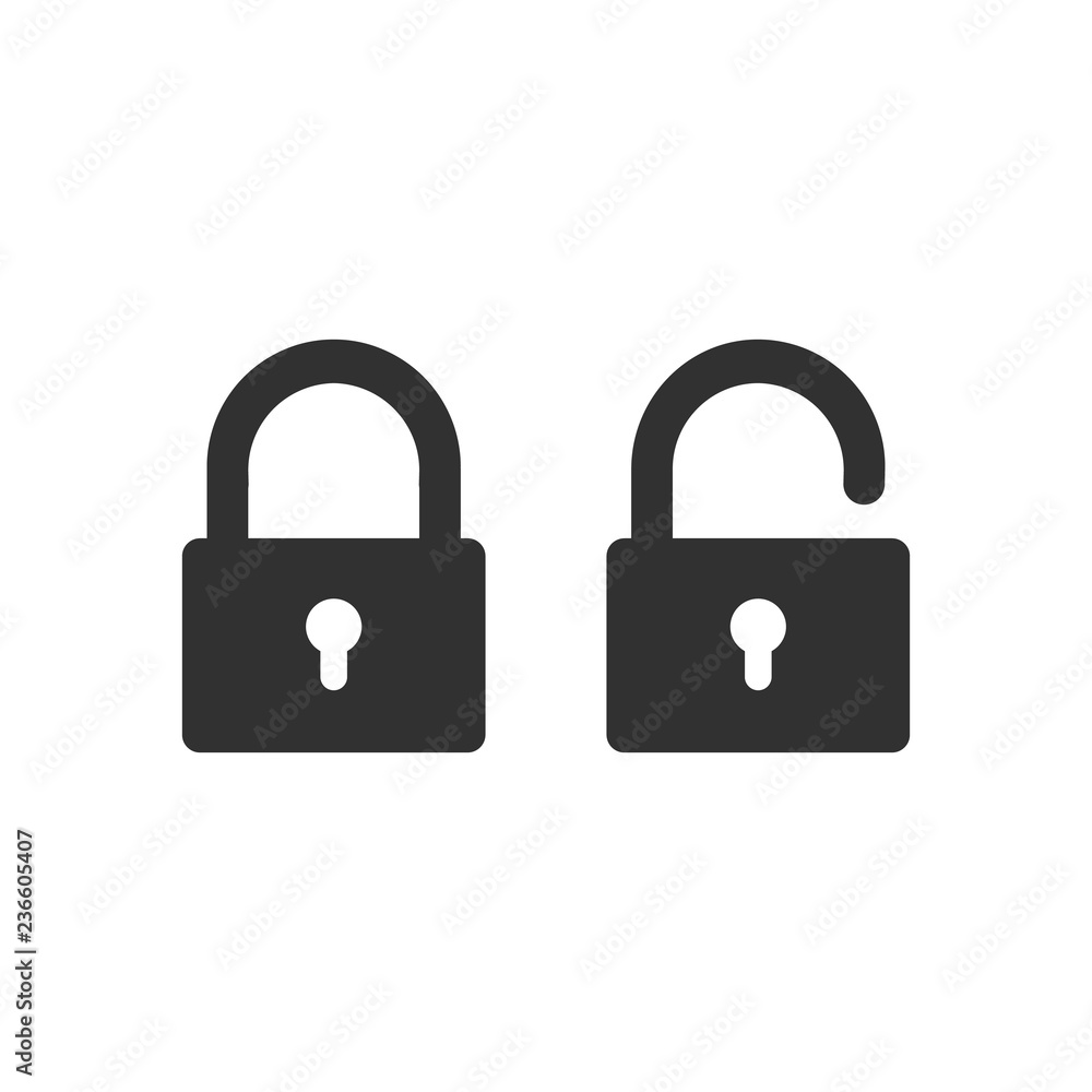 Poster lock icon in trendy flat style isolated on black background. security symbol for your web site desig