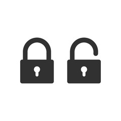Lock Icon in trendy flat style isolated on black background. Security symbol for your web site design, logo, app, UI, presentations. Vector illustration.