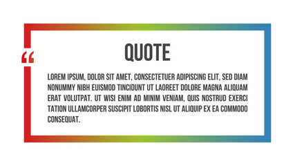 Innovative vector colorful quotation template frame in quote. Creative vector banner illustration with a quote in a frame with quotes. Color paper template modern typography design.