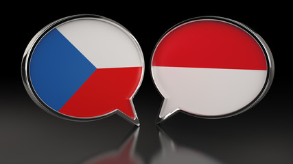 Obraz premium Czech Republic and Monaco flags with Speech Bubbles. 3D illustration