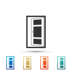 Open door icon isolated on white background. Set elements in colored icons. Flat design. Vector Illustration
