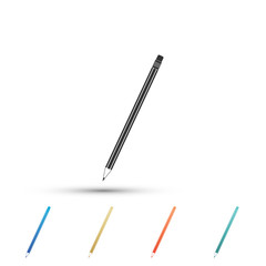 Pencil with eraser icon isolated on white background. Education sign. Drawing and educational tools. School office symbol. Set elements in colored icons. Flat design. Vector Illustration