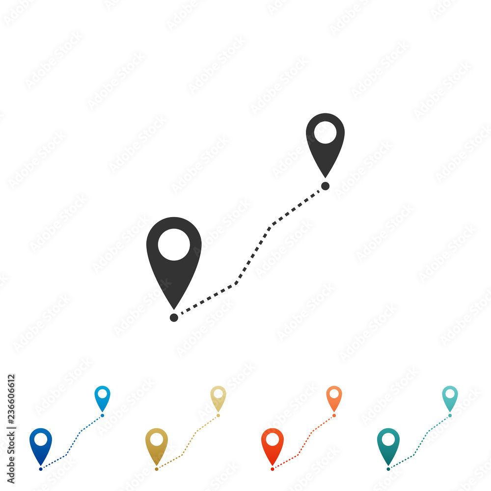 Poster route location icon isolated on white background. map pointer sign. concept of path or road. gps nav