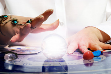 Fortune teller astrologer with astrology esoteric tools