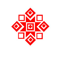Red the ethnic element of the Slavic pattern on a white background