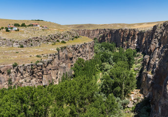 Fototapeta na wymiar Ihlara Valley, Turkey - part of Cappadocia, Ihlara Valley is a popular destination, famous for the beauty of its nature and canyons