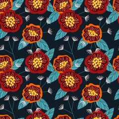 Materiał do szycia Vivid flowers seamless pattern.