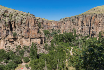 Fototapeta na wymiar Ihlara Valley, Turkey - part of Cappadocia, Ihlara Valley is a popular destination, famous for the beauty of its nature and canyons