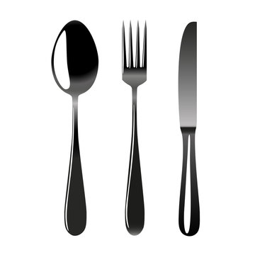 Cutlery (spoon, fork, knife) isolated on white