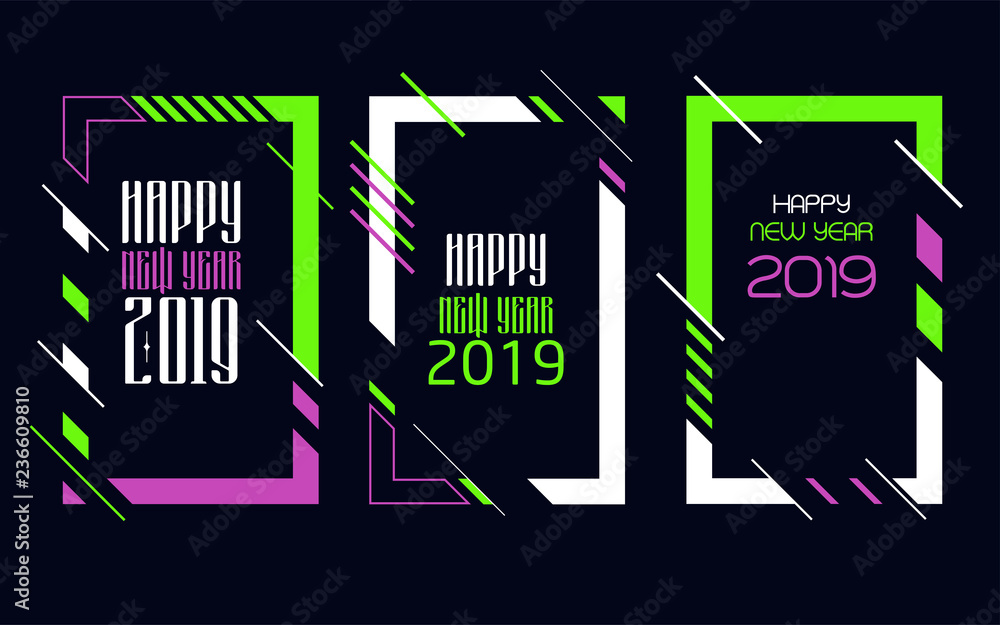 Aufkleber vector vertical background frame for text modern art graphics for hipsters. happy new year 2019 desi