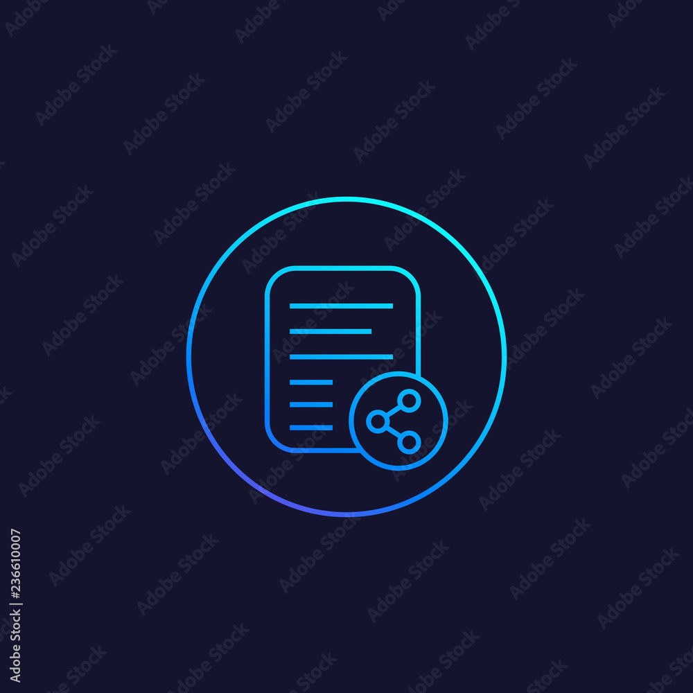 Poster shared document line vector icon