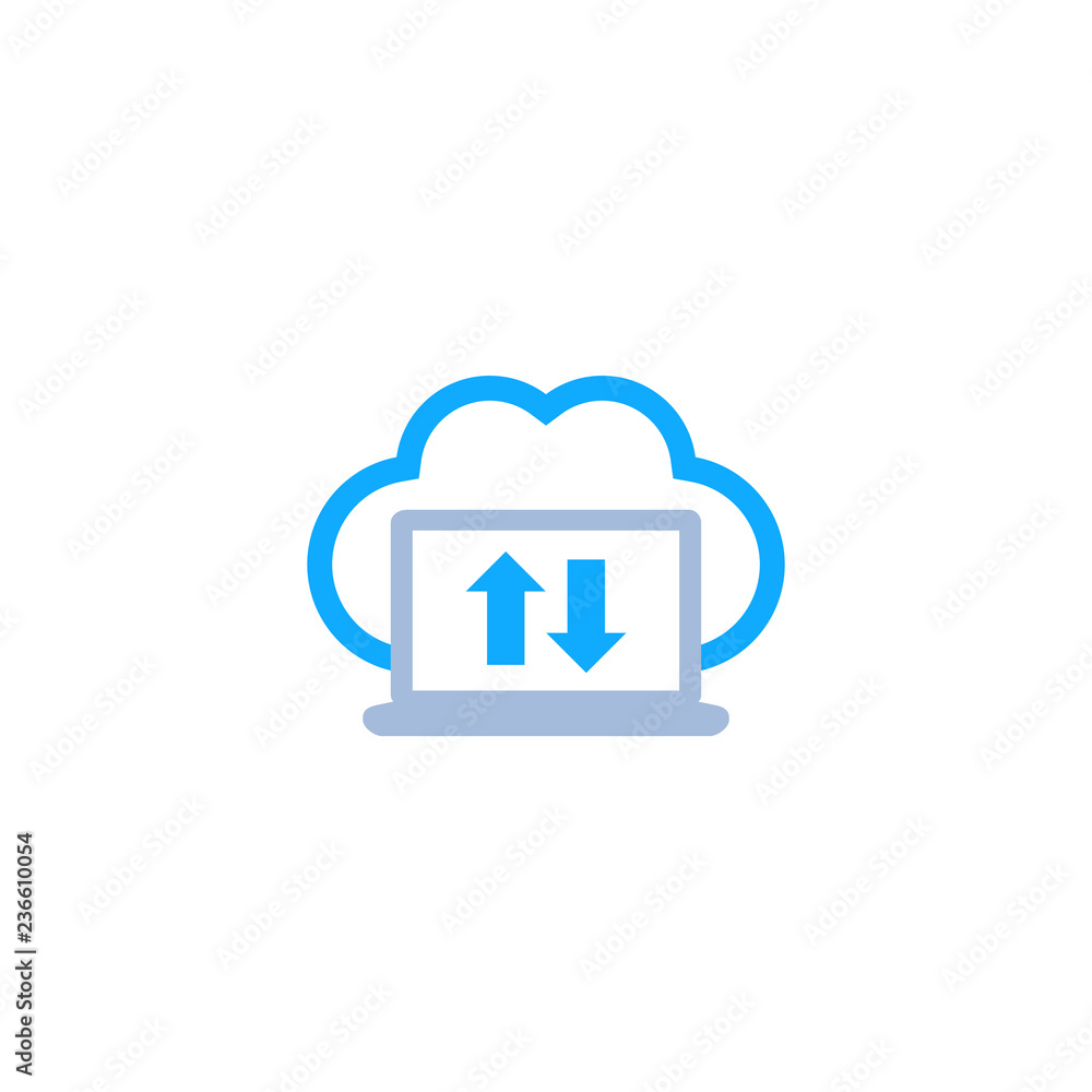 Poster sync with cloud, synchronization icon