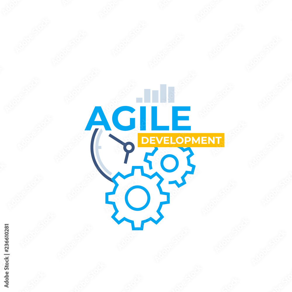 Poster agile software development, vector icon