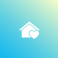 home with heart logo design, vector icon