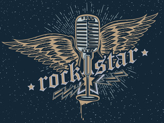 Rock star microphone emblem