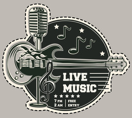 Naklejka premium Live music monochrome emblem