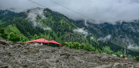 Landslides and rockfalls on the mountain