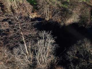 Luftbilder des Flusses Rednitz, Anfang Dezember, Nürnberg, Deutschland