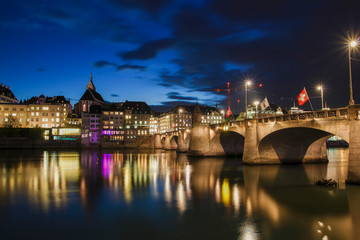 Middle bridge over the river Rhine in Basel, Switzerland