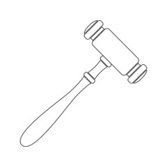 Hammer of justice. Outline. Vector.