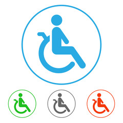 Handicapped person. Icon set. Vector.