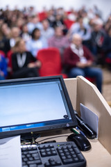 laptop computer at podium