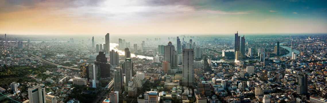 Thailand cityscape on sunset