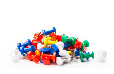 Colour pins isolated on white background