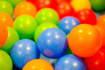 Colorful plastic balls in on children playground.